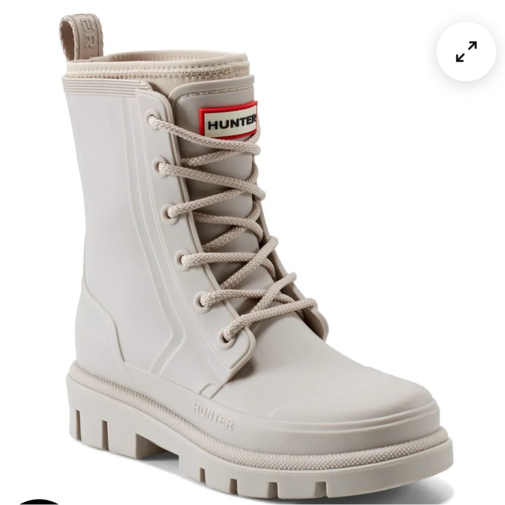 Hunter Women's Light Grey Lace-Up Boots NEW